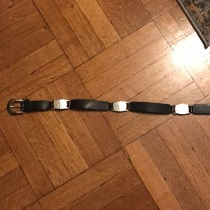 Black Leather and Hammered Silver Belt